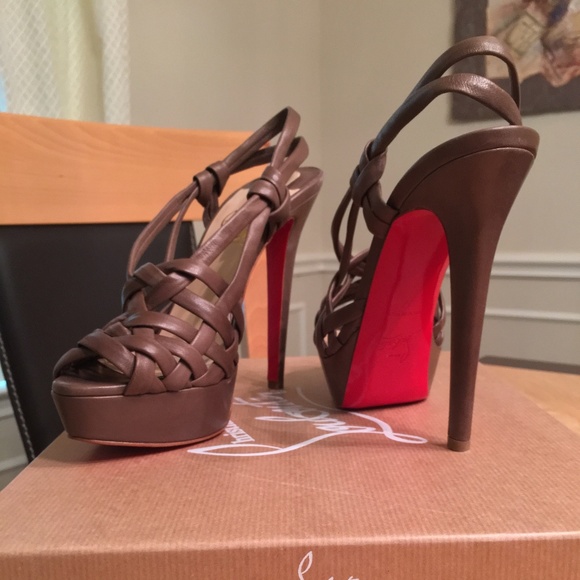 tan red bottom heels